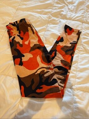 Kids Camouflage Leggings - Orange & Brown